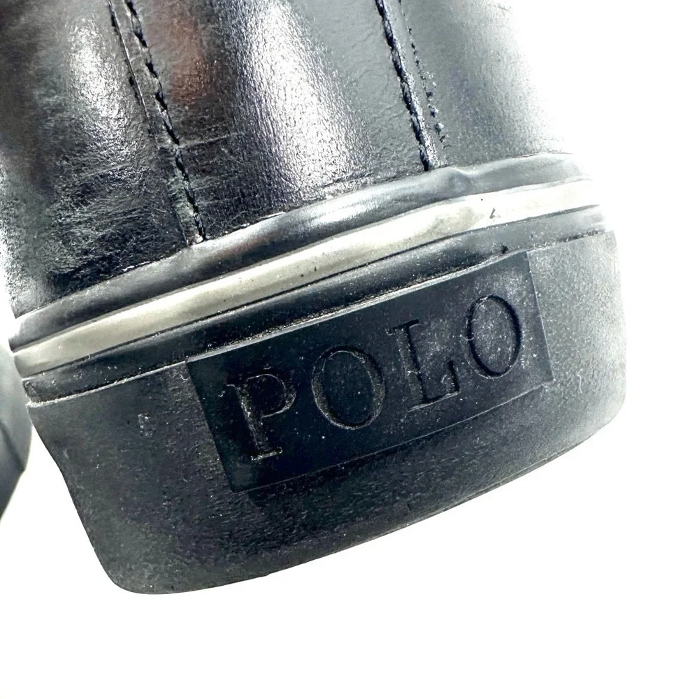 Polo Ralph Lauren Maykn Oil Leather Chukka Boots Mens 9 Black Shoes Preppy